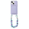 For iPhone 13 Dopamine Card Slot Phone Case with Lanyard(Purple)