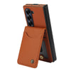 For Samsung Galaxy Z Fold5 AwQuer RFID Vertical Flip Card Bag Holder Leather Phone Case(Brown)