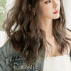 Women's Wool Long Hair With Bangs Natural Fluffy Wig, Color:Haze Blue (Black On Top) 54CM