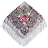 Gray Ethnic Style Retro Tassel Square Scarf Flower Pattern Headscarf Scarf, Size:90 x 90cm
