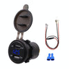 Universal Car Dual Port USB Charger Power Outlet Adapter 4.2A 5V IP66 with LED Digital Voltmeter + 60cm Cable(Blue Light)