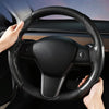 For Tesla Model3/Y 30cm Carbon Fiber Pattern Steering Wheel Handlebar Cover(Black)