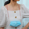Necklace Personalized Handmade Crystal Bead Chain Mask Anti-Lost Lanyard Glasses Chain(Blue)