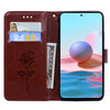 For Xiaomi Redmi Note 10 Rose Embossed Horizontal Flip PU Leather Case with Holder & Card Slots & Wallet(Brown)
