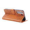 For Samsung Galaxy S22 5G Rose Flower Embossed 3-Card Slots Leather Phone Case(Brown)