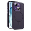 For iPhone 15 AG Fine Hole Liquid Silicone MagSafe Magnetic Phone Case(Dark Purple)