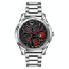 SANDA P1065 Wheel Series Casual Steel Band Quartz Watch For Men(Silver Red)