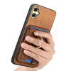 For Samsung Galaxy A05 Retro Cross Leather Ring Vertical Insert Card Bag MagSafe Phone Case(Brown)