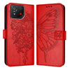 For Asus ROG Phone 8 Embossed Butterfly Leather Phone Case(Red)