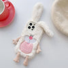 For iPhone 14 Plus Cute Bucktooth Rabbit Plush TPU Phone Case(Beige)