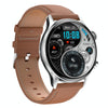 HK8Pro 1.36 inch AMOLED Screen Leather Strap Smart Watch, Support NFC Function / Blood Oxygen Monitoring(Silver)