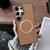 For Samsung Galaxy S25 Ultra 5G CD Magsafe Magnetic Litchi Texture Phone Case(Khaki)