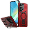 For Samsung Galaxy A16 5G Shield Hollow Frame Holder MagSafe Phone Case(Red)