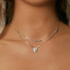 S925 Sterling Silver Platinum Plated Double Layer Moissanite Clavicle Necklace(MSN033)