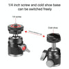 PULUZ Aluminum Alloy Ball Head Tripod Mount with Cold Shoe Base(Black)