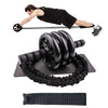 5 in 1 Abdominal Muscle Training Three-Wheel Abdomen-Wheel Rally Set Home Fitness Equipment(Black)