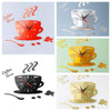 Home DIY 3D Stereo Decorative Fashion Coffee Wall Clock Acrylic Mirror Wall Sticker Coffee Clock(Red)