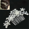 Wedding Hair Clips Romantic Crystal Pearl Flower Hairpin Rhinestone Tiara Bridal Crown Hair Pins Bride Hair Comb(White)