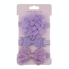 3 in 1Children Bow Flower Headband Hair Band Hair Ring Read Tiara(Light purple)