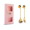 2pcs /Pack Christmas Mixing Spoon Fruit Fork With Pendant Flatware, Style: Bell (Pink Box)