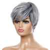 Wig-332 Silver Gray Ladies Short Straight Hair Wig High Temperature Silk Chemical Fiber Headgear