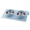 Large Blue Sloped Pet Bowl - Anti-Skid, Stainless Steel, L