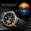 YAZOLE 379 Leather Band Large Dial Tourbillon Mechanical Watch(Black+Brown)