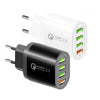 QC-04 QC3.0 + 3 x USB2.0 Multi-ports Charger with 3A USB to 8 Pin Data Cable, EU Plug(White)
