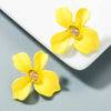 7 Pairs Women Fashion Flower Alloy Petal Earrings(Yellow)