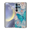 For Samsung Galaxy S25 Ultra 5G IMD Double Piece Simple Fresh Shockproof Phone Case(Blue Butterfly)