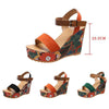 Summer Floral Fabric Slope Heel Women Sandals Comfortable Casual High Heels, Size: 38(Green)