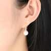 Women Sterling Silver Earrings Temperament Shell Beads Pearl Earrings, Color:White