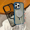 For iPhone 13 Pro Metal Lens Frame MagSafe Phone Case(Navy Blue)