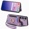 For Samsung Galaxy S25 5G Retro Skin-feel Ring Multi-card Wallet Phone Case(Purple)