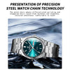 BINBOND B102 Dual-calendar Leisure Waterproof Luminous Quartz Watch, Color: White Steel-Green