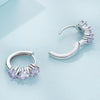 SCE1533 Purple Flower Vermiculite Ear Buckle 925 Silver Earrings