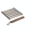 Hot Dog Sausage Grill Stainless Steel Wooden Handle BBQ Rack Kitchen Tools(Boxed)