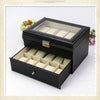 PU Leather Double Layer 20-Digit Watch Box Jewelry Gift Storage Box
