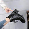 Round Head Low-profile Women Ankle Boots, Shoes Size:39(Black)
