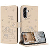 For Samsung Galaxy A36 5G Embossed Kitten Phone Leather Case with Lanyard(Beige)