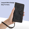 For Samsung Galaxy A26 5G Tulips Embossed Leather Phone Case with Lanyard(Black)