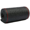 38cm Four-season Embossed Cowhide Hand-sewn Steering Wheel Cover(Black+Red Line)