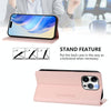 For iPhone 15 Pro Max RC01 Dual-Folded Magnetic Suction RFID Leather Phone Case(Pink)