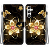 For Samsung Galaxy A05s Crystal Texture Colored Drawing Leather Phone Case(Gold Flower)