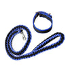 Braided Dog Lead, Strong Nylon, Blue/Black, Large, 120cm