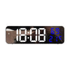 671  Mirror Screen Digital LED Alarm Clock USB Plug-in/Battery Dual-use With Temperature/Humidity Display(Black Shell White Blue)