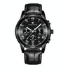 FNGEEN 4006 Men Trendy Waterproof Quartz Watch(Black Leather Black Steel Black Surface)