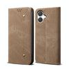 For Samsung Galaxy A06 5G Denim Texture Casual Style Horizontal Flip Leather Case(Khaki)