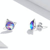 S925 Sterling Silver Fish Scale Cat Head Ear Studs Women Earrings