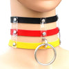 Harajuku Fashion Punk Gothic Rivets Collar Hand 3-rows Caged Leather Collar Necklace(Black+Red+Yellow)